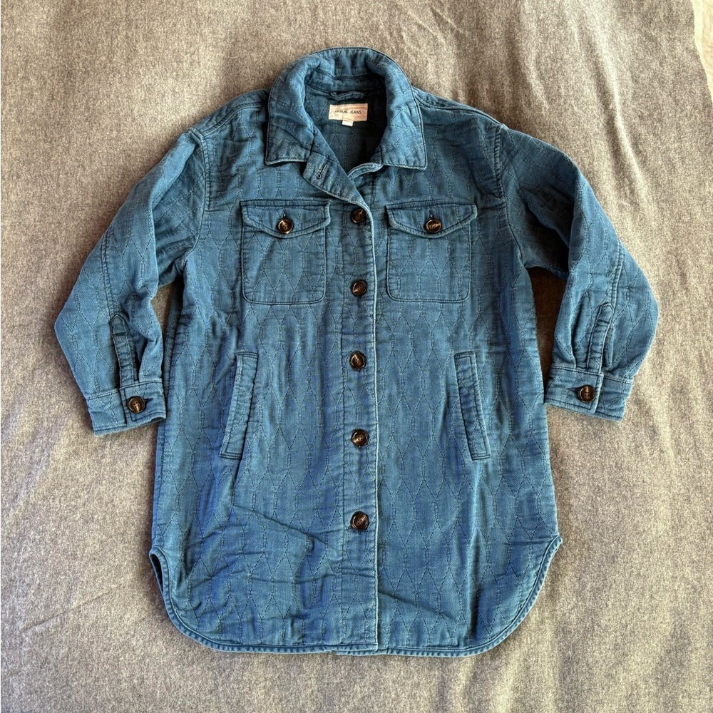 Quilted Blue Denim Long Jacket